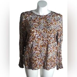 LOFT textured floral long sleeve blouse Size XL